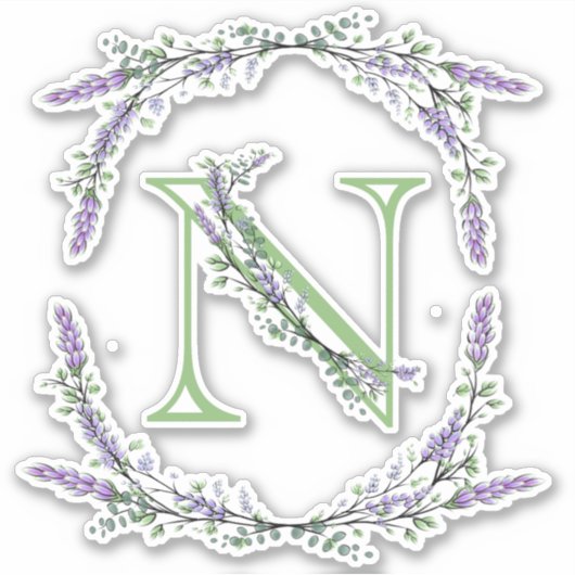 Monogram N Lavender Eucalyptus Sticker (Voorkant)