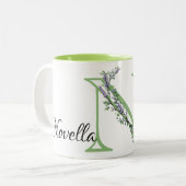 Monogram N Lavender Eucalyptus Tweekleurige Koffiemok (Voorkant links)
