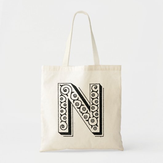 Monogram N, letter N, alfabet N, zwart en wit Tote Bag (Voorkant)