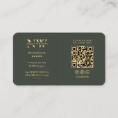 Monogram N Modern Logo Elegant Donkergroen Visitekaartje (Achterkant)