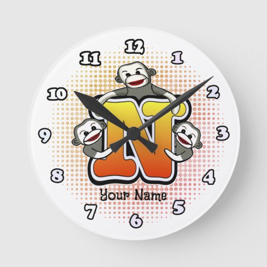 Monogram N Sock Monkey klok (Voorkant)