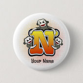 Monogram N Sock Monkey Ronde Button 5,7 Cm (Voorkant)