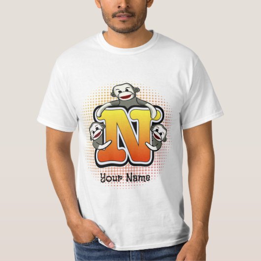 Monogram N Sokker Aap T-Shirt (Voorkant)
