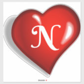 Monogram N, wit schrift, ruby red hart Sticker (Vel)