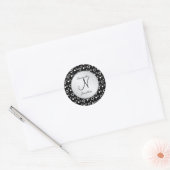 Monogram "N" zwarte witte belletjes Ronde Sticker (Envelop)