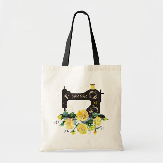 Monogram  naaimachine, geel tote bag