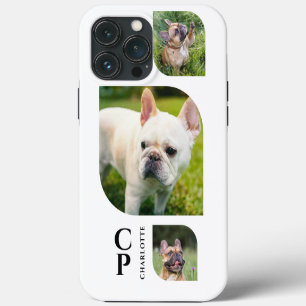 Monogram naam 3 foto collage eenvoudig modern iPhone 13 pro max hoesje