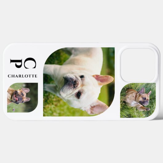 Monogram Naam 3 Foto Collage Simple Modern Case-Mate iPhone Case (Achterkant (horizontaal))