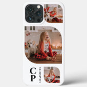 Monogram Naam 3 Foto Collage Simple Modern Case-Mate iPhone Case (Achterkant)