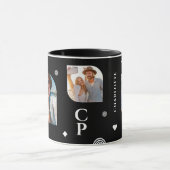 Monogram Naam 3 Foto Collage Trendy Coffee Mok (Midden)