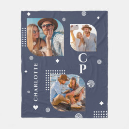 Monogram Naam 3 Foto Collage Trendy Fleece Deken