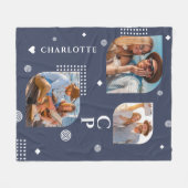 Monogram Naam 3 Foto Collage Trendy Fleece Deken (Voorkant (Horizontaal))