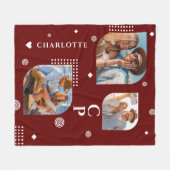 Monogram Naam 3 Foto Collage Trendy Fleece Deken (Voorkant (Horizontaal))