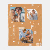 Monogram Naam 3 Foto Collage Trendy Fleece Deken (Voorkant)