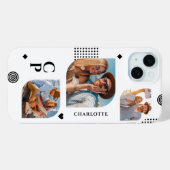 Monogram Naam 3 Foto Collage Trendy Modern Case-Mate iPhone Case (Achterkant (horizontaal))