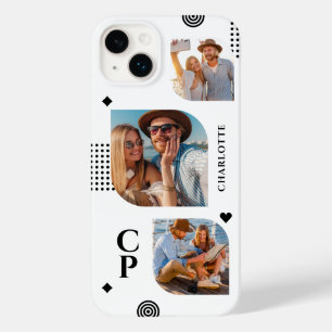 Monogram Naam 3 Foto Collage Trendy Modern Case-Mate iPhone 14 Plus Hoesje