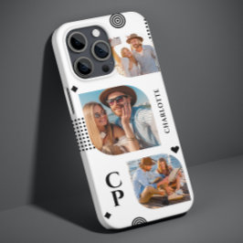 Monogram Naam 3 Foto Collage Trendy Modern Case-Mate iPhone Case