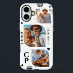 Monogram Naam 3 Foto Collage Trendy Modern iPhone 16 Plus Hoesje<br><div class="desc">Monogram Name 3 Photo Collage Trendy Modern Phone 16 Plus Hoesjes is voorzien van een fotocollage van drie van uw favoriete foto's met uw persoonlijke naam en monogram in een elegant zwart script. Personaliseer door de tekst in de opgegeven tekstvakken te bewerken. Ideaal voor verjaardagen, kerst, Moederdag en meer. FOTO...</div>