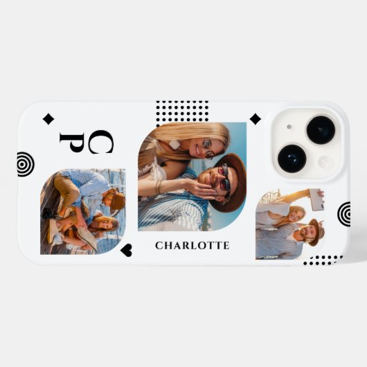 Monogram Naam 3 Foto Collage Trendy Modern Case-Mate iPhone Case (Achterkant (horizontaal))