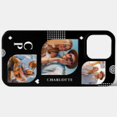Monogram Naam 3 Foto Collage Trendy Modern Case-Mate iPhone Case (Achterkant (horizontaal))
