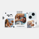Monogram Naam 3 Foto Collage Trendy Modern iPhone 15 Case (Achterkant horizontaal)