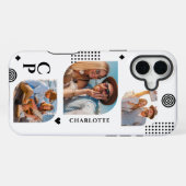 Monogram naam 3 foto collage trendy modern iPhone hoesje (Achterkant horizontaal)
