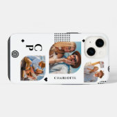 Monogram naam 3 foto collage trendy modern iPhone hoesje (Achterkant horizontaal)