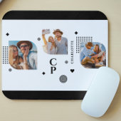 Monogram Naam 3 Foto Collage Trendy Modern Muismat