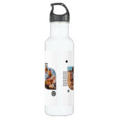 Monogram Naam 3 Foto Collage Trendy Modern Waterfles (Achterkant)