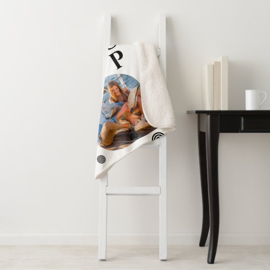 Monogram Naam 3 Foto Collage Trendy Sherpa Deken (In situ)