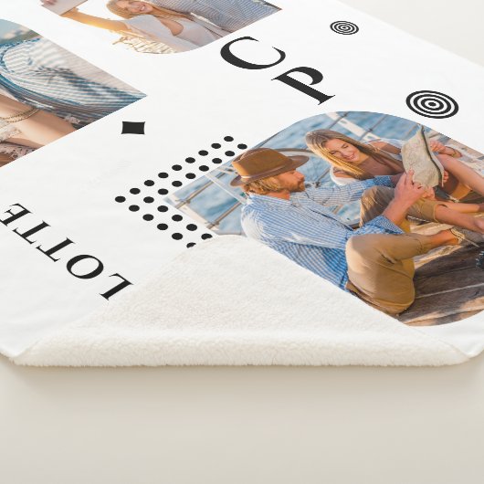 Monogram Naam 3 Foto Collage Trendy Sherpa Deken (3/4)