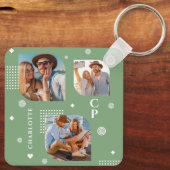 Monogram Naam 3 Foto Collage Trendy Sleutelhanger (Achterkant)