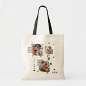 Monogram Naam 3 Foto Collage Trendy Tote Bag (Voorkant)