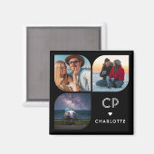 Monogram Naam 3 Foto Modern Modieus Eenvoudig Magneet (Voorkant / Achterkant)