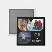 Monogram Naam 3 Foto Modern Trendy Eenvoudig Magneet (Voorkant / Achterkant)