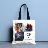 Monogram Naam 3 Foto Modern Trendy Simple Tote Bag