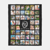 Monogram naam 44 Foto Collage Editable Black Fleece Deken (Voorkant)