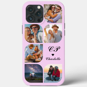 Monogram Naam 6 Foto Modern Trendy Simple Case-Mate iPhone Case
