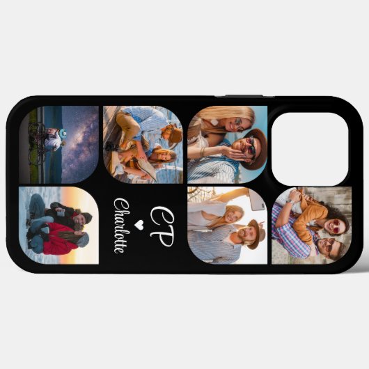 Monogram Naam 6 Foto Modern Trendy Simple Case-Mate iPhone Case (Achterkant (horizontaal))