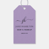 Monogram Naam Aangepast Logo Paarse Cadeaulabel (Achterkant)