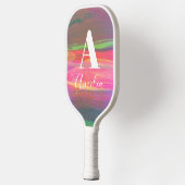 Monogram naam Abstracte Art Hot Roze Pickleball Paddle (Links)