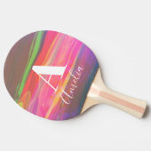 Monogram naam Abstracte Art Hot Roze Tafeltennisbatje (Zijkant)