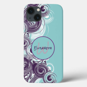 Monogram Naam Abstracte zwenkgolven Aangepast Case-Mate iPhone Case