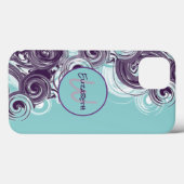 Monogram Naam Abstracte zwenkgolven Aangepast Case-Mate iPhone Case (Achterkant (horizontaal))