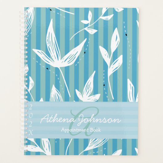 Monogram Naam Afspraak Boek 2025 Blauw Planne Planner (Voorkant)