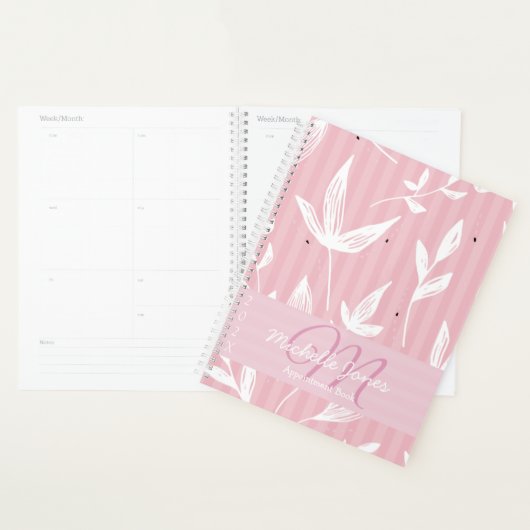 Monogram Naam Afspraak Boek 2025 Roze Planner (Display)