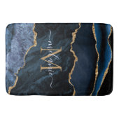 Monogram Naam Agaat Marine Blauw Gouden Badmat (Voorkant)