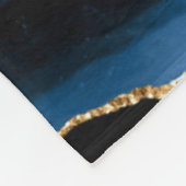 Monogram Naam Agate Navy Blue Gold Gemstone Marble Fleece Deken (Hoek)