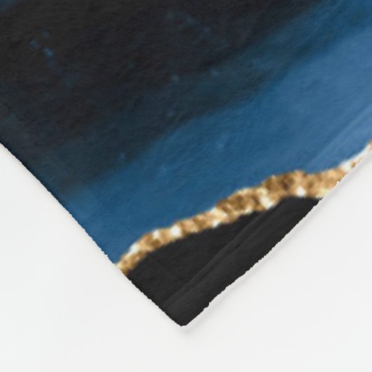 Monogram Naam Agate Navy Blue Gold Gemstone Marble Fleece Deken (Hoek)