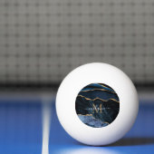 Monogram Naam Agate Navy Blue Gold Gemstone Marble Pingpongbal (Net)
